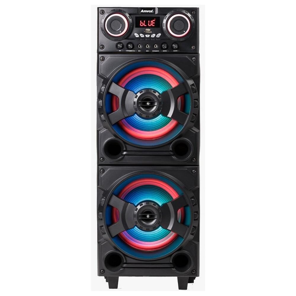 Caixa de Som Amplificada Amvox ACA 1003 Furacão com Bluetooth, Rádio FM, Entrada USB e Função Power X - 1000W