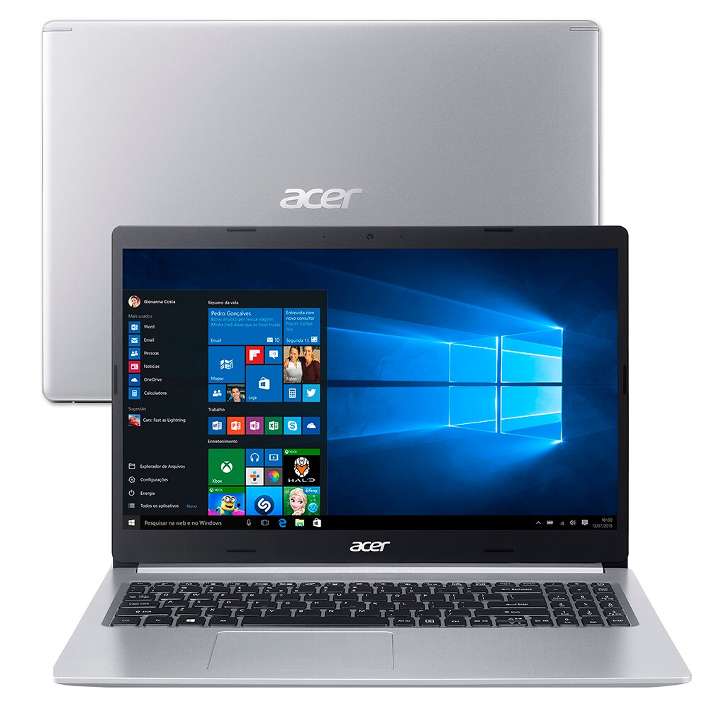Notebook Acer Core i5-10210U 8GB 256GB SSD Placa de Vídeo 2GB Tela 15.6” Windows 10 Aspire 5 A515-54G-53GP