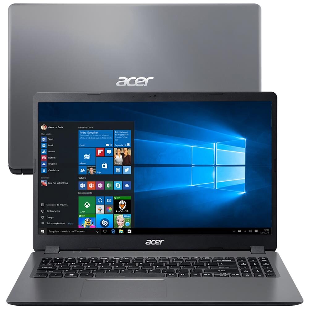Notebook Acer Core i3-1005G1 8GB 512GB SSD Tela 15.6” Windows 10 Aspire 3 A315-56-35ET