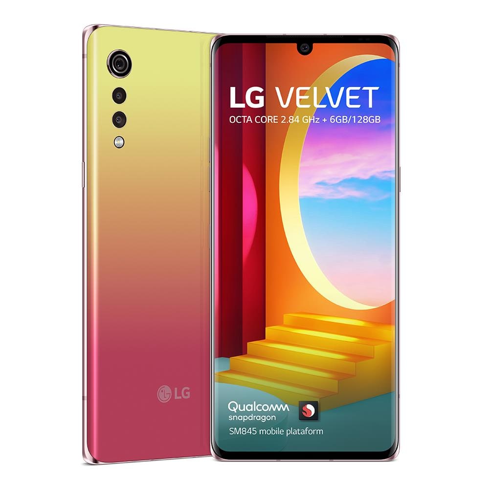 Smartphone LG Velvet Illusion Sunset 128GB, 6GB RAM, Tela de 6.8”, Câmera Traseira Tripla, Android 10, Inteligência Artificial e Processador Octa-Core