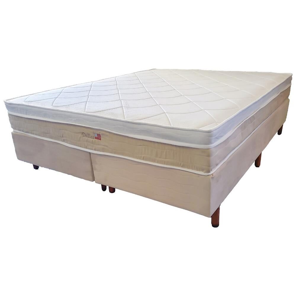Cama Box Queen Size Premium Sommier + Colchão Queen Size Premium Dallas com Molas Pocket 69x158x198cm