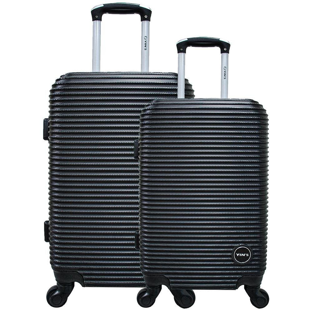 Conjunto de Malas de Viagem Yins Brasil com Rodas Giro 360° em ABS Preto - 2 Peças