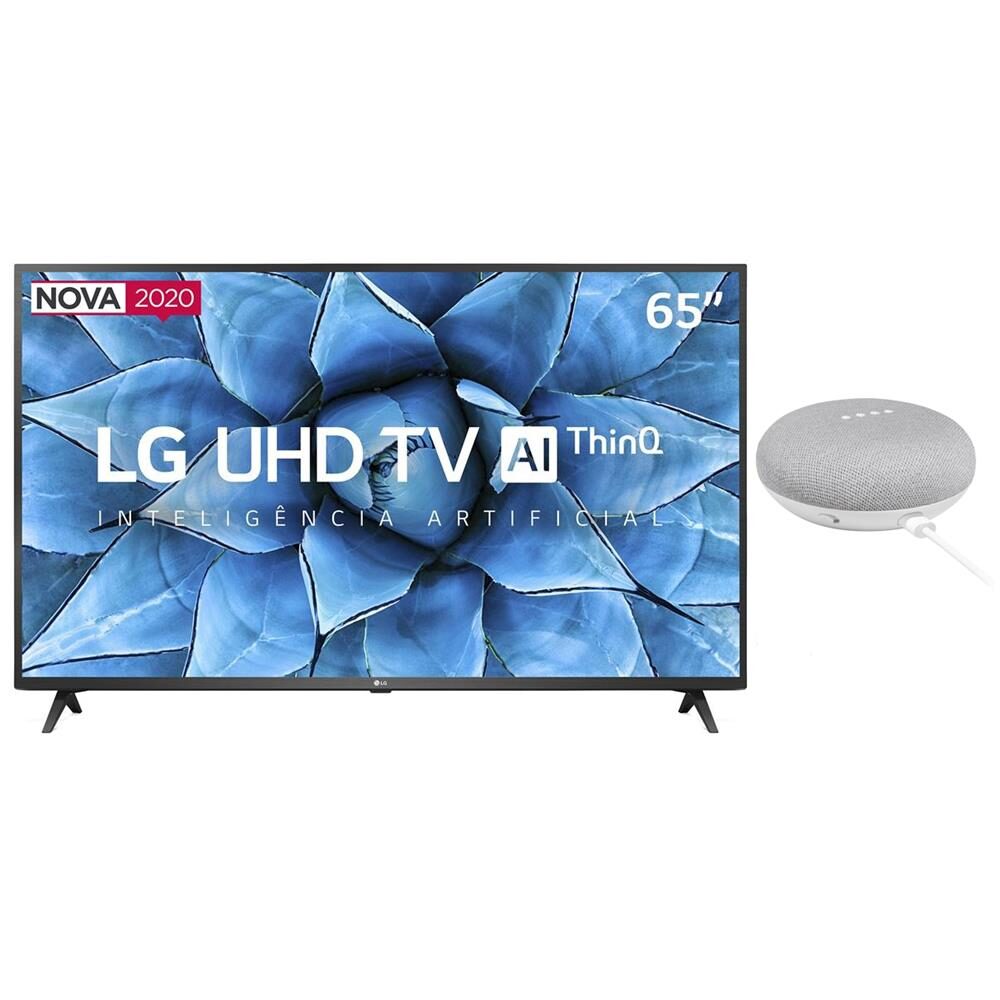 Smart TV LED 65" UHD 4K LG 65UN7310PSC + Nest Mini (2ª geração): Smart Speaker com Google Assistente - Cinza