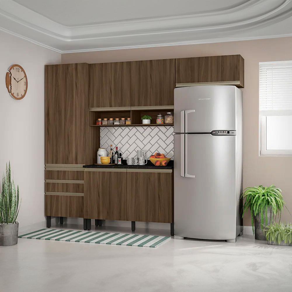 Cozinha Bartira Jaspe com 6 Portas, 3 Gavetas e 6 Prateleiras