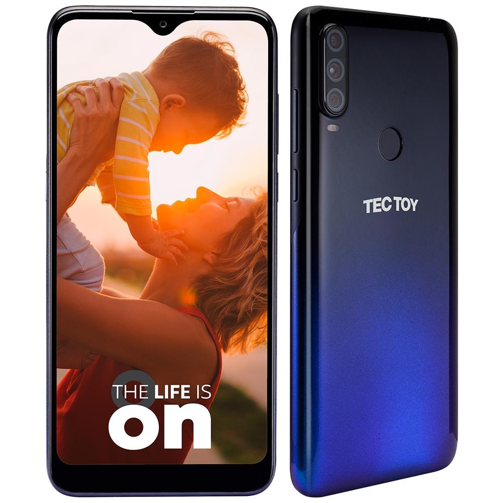 Smartphone TecToy ON Azul 128GB, Tela 6,22”, 4GB de RAM, Câmera Traseira Tripla, Android 10 e Processador Octa-Core 