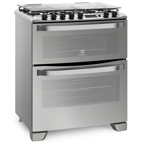 Menor preço em Fogão Electrolux 5 Bocas 76DXR Duplo Forno e Porta Timer Digital Bivolt - Silver