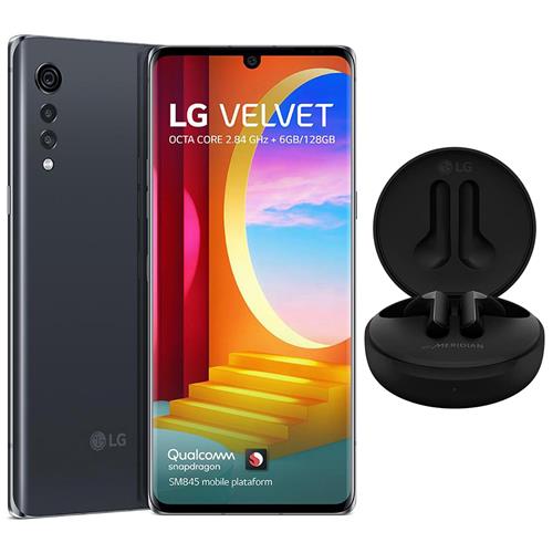 Menor preço em Smartphone LG Velvet Aurora Gray 128GB, 6GB RAM, Tela de 6.8”, Câmera Traseira Tripla, Android 10, Fone de Ouvido LG Tone Free