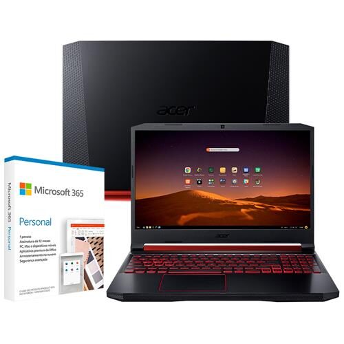 Notebook Gamer Acer Aspire Nitro 5 + Microsoft 365 Personal Assinatura Anual para 1 Usuário PC, Mac, iOS e Android