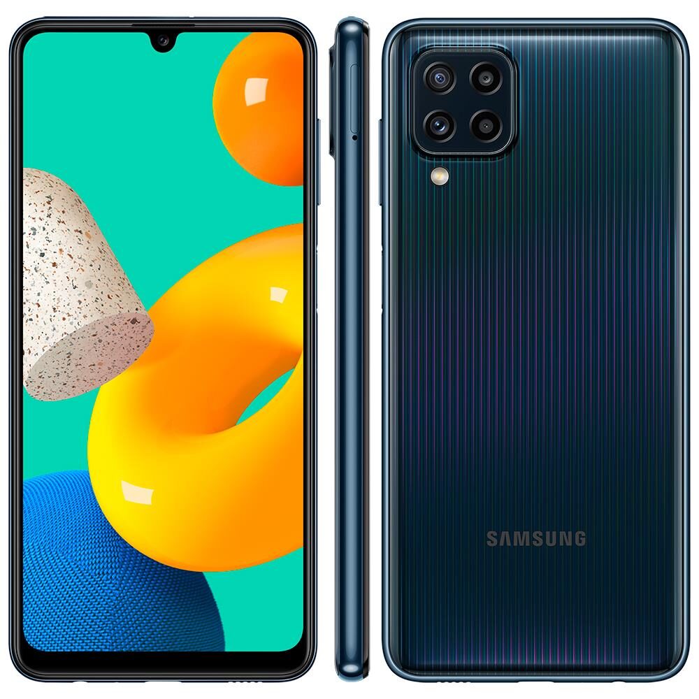 Smartphone Samsung Galaxy M32 Preto 128GB, 6GB RAM, Câmera Quádrupla, Selfie de 20MP, Tela Infinita de 6.4" de 90Hz, Octa Core e Bateria de 5000mAh
