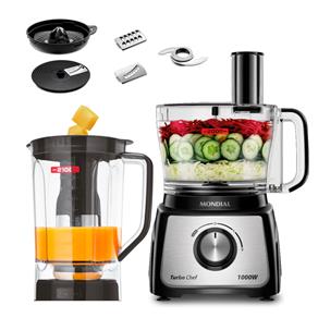 Multiprocessador de Alimentos Mondial Turbo Chef 7 em 1 MPN-01-BE com 2 Velocidades + Pulsar – 1000 W - 220V - 1