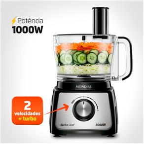 Multiprocessador de Alimentos Mondial Turbo Chef 7 em 1 MPN-01-BE com 2 Velocidades + Pulsar – 1000 W - 220V - 9
