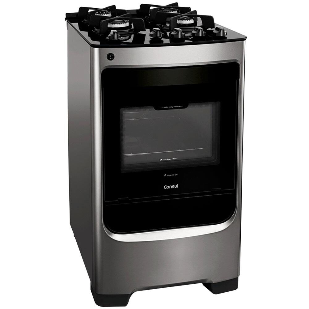 Fogão 4 Bocas Consul CFO4VAR com Mesa em Vidro - Inox