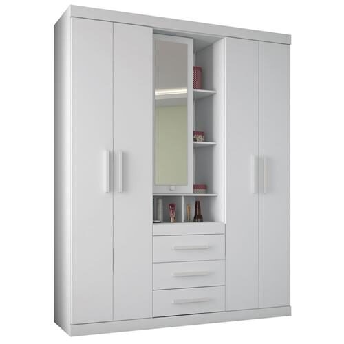 Guarda-roupa Santos Andirá Havana Star com 5 Portas, 3 Gavetas e Espelho – Branco / Fúcsia é boa?