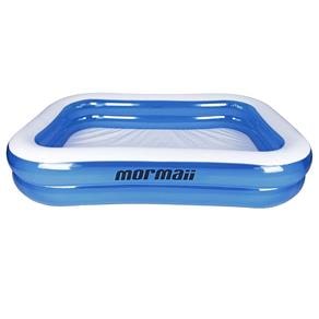 Piscina inflável quadrada capacidade 890 litros Mormaii com 3 Anéis azul