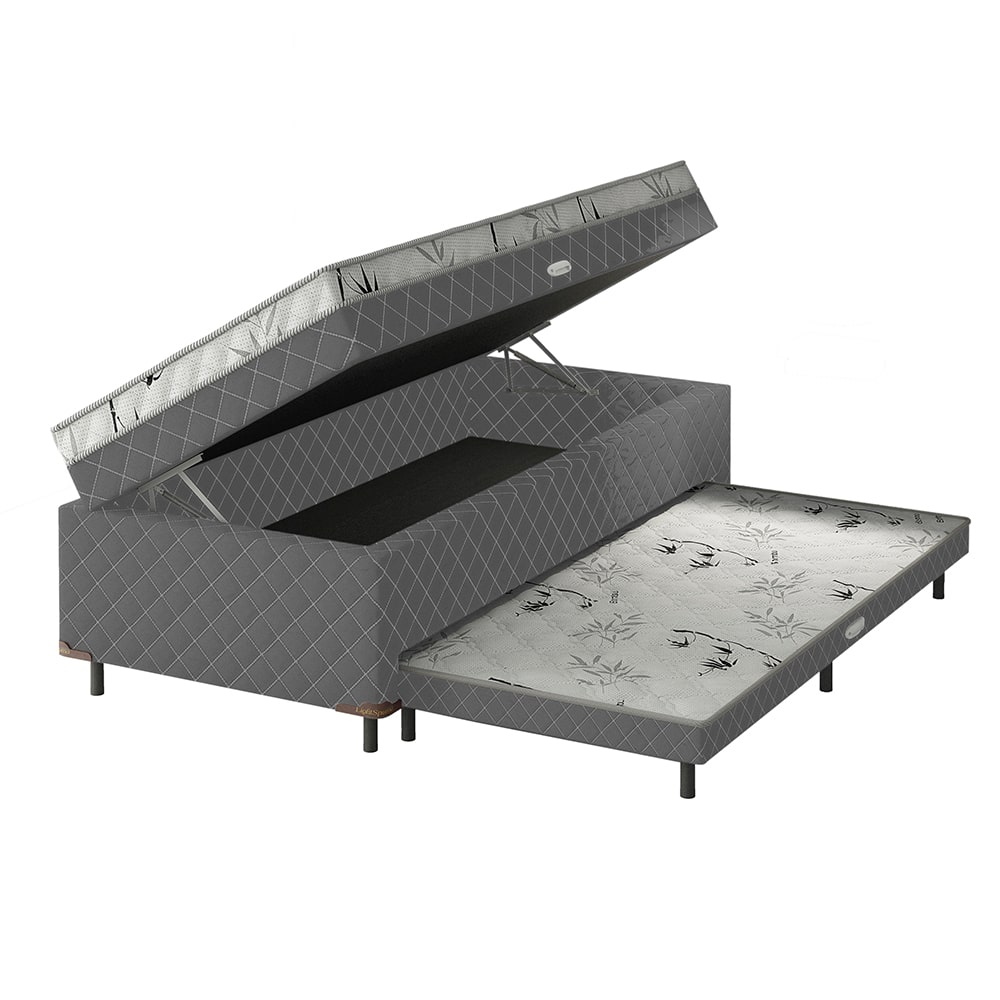 Cama Box Conjugada Solteiro Lightspuma Carol Espuma D28 com Cama Auxiliar 61x88x188 cm