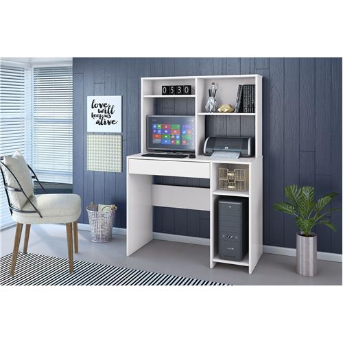 Mesa para Computador ou Escritório Olivar Móveis Lotus com 3 Prateleiras e 1 Gaveta é boa?