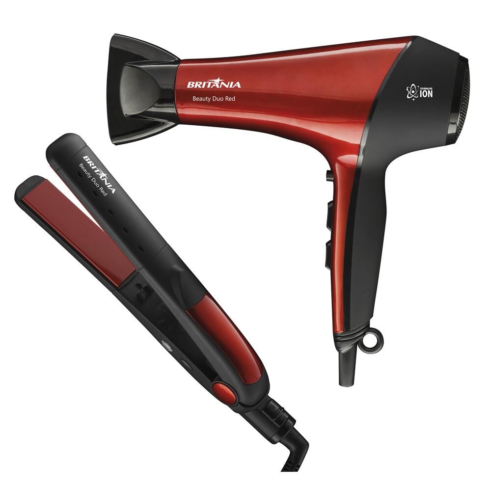 Secador de Cabelos Britânia Beauty Duo Red Vermelho 1900W + Chapinha | Prancha