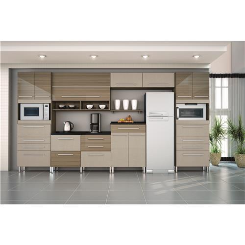 Menor preço em Cozinha Bartira Glamour com 11 Portas e 12 Gavetas - Madeira/Twist