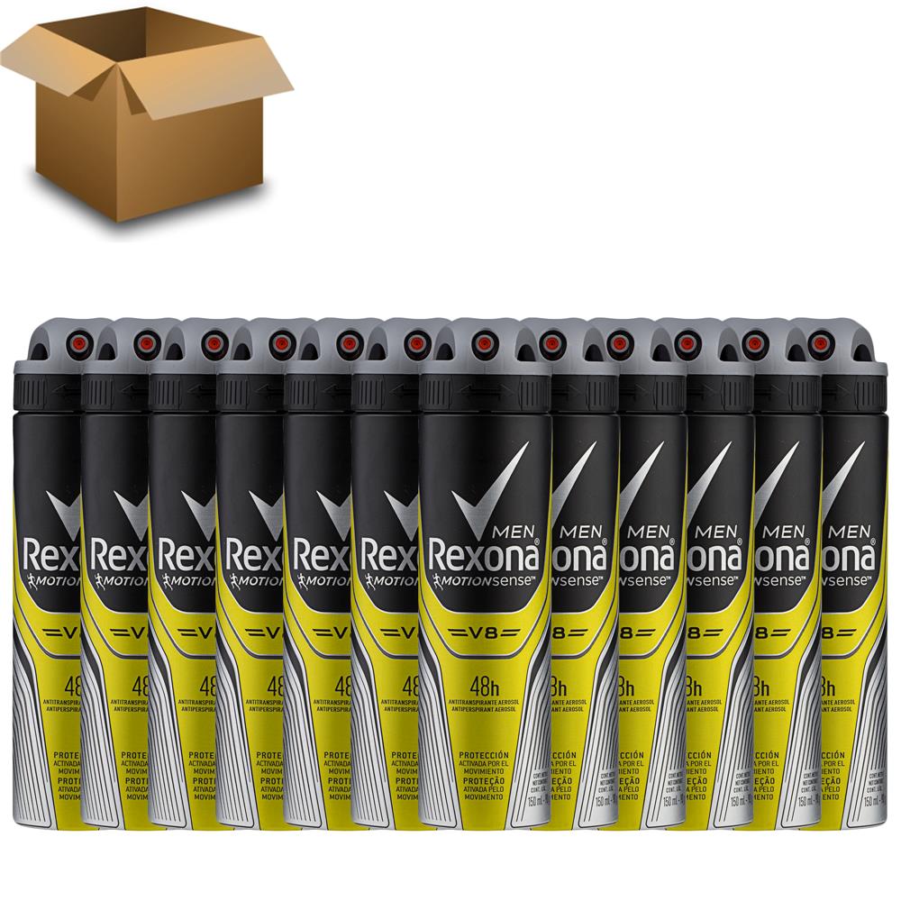 Desodorante Antitranspirante Aerosol Rexona 12 Unidades Men Motionsense V8 - 150ml