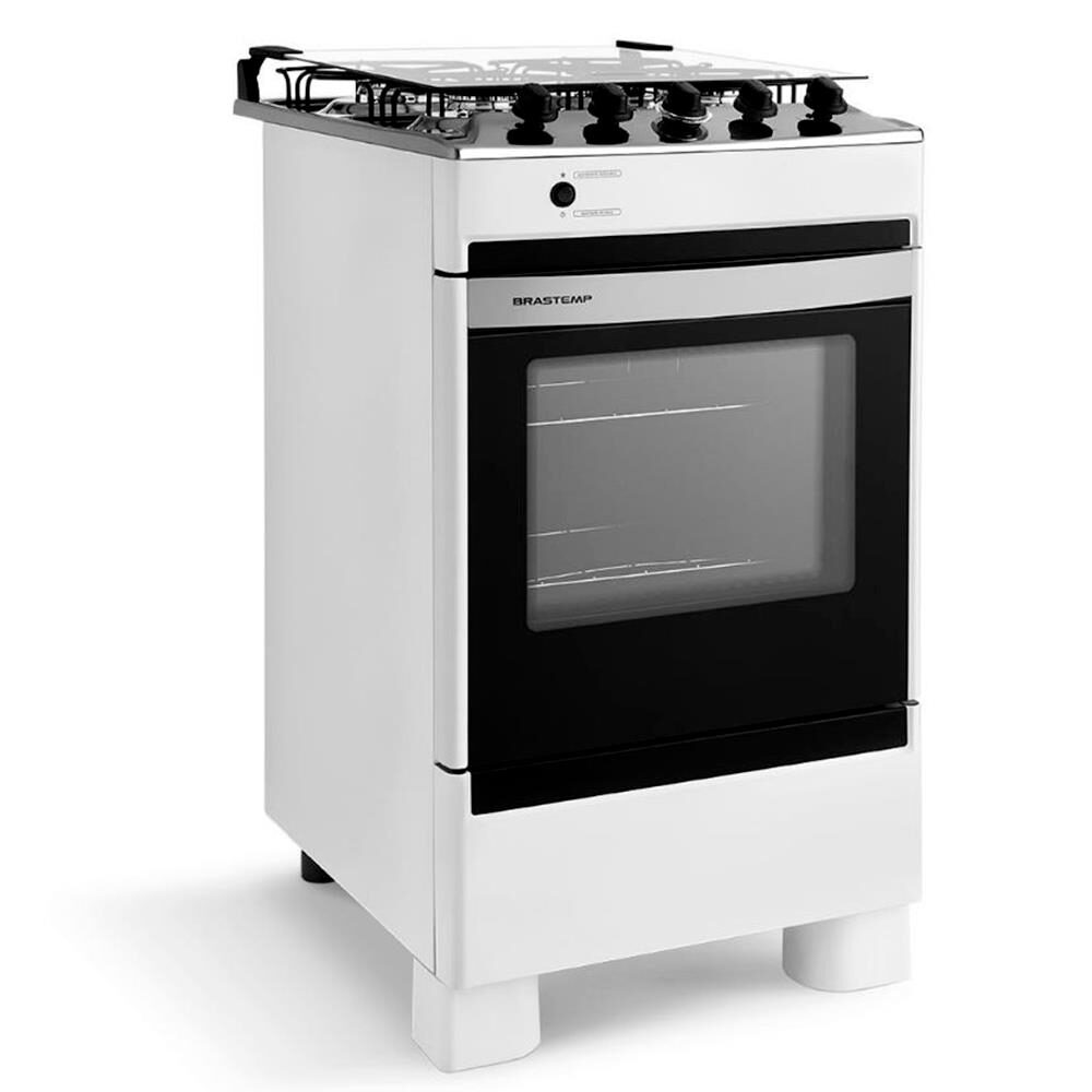 Fogão Brastemp 4 Bocas BFO4NAB com Botões Removíveis com Vidro Panorâmico Branco - Bivolt