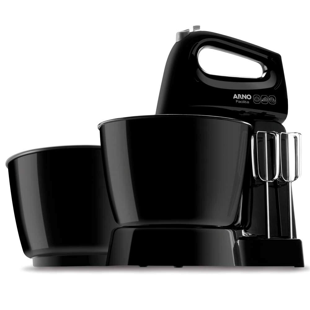 Batedeira Arno Facilita SX16 com 2 Tigelas e 3 Velocidades - Preta