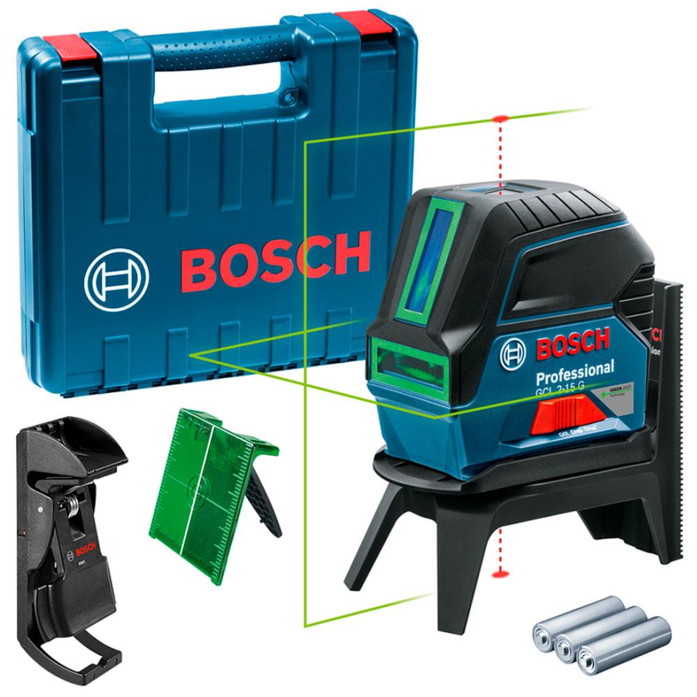 Nivelador de Linhas Verdes 15 metros com Pontos Bosch GCL 2-15 G com Maleta Plástica