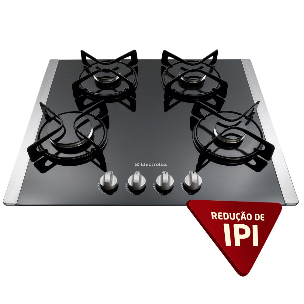 Cooktop a Gás 4 Bocas Electrolux c/ Mesa de Vidro GC60G Cooktops no