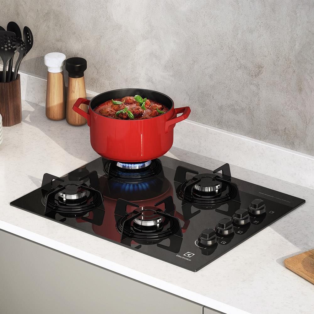 Cooktop a Gás Electrolux KE4GP 4 Bocas com Mesa de Vidro Temperado