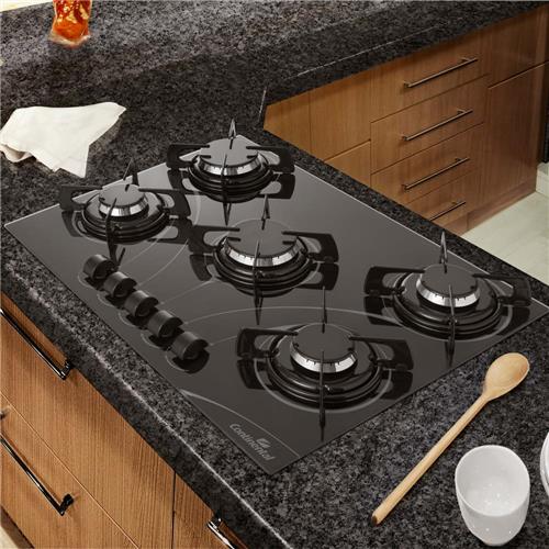 Cooktop a Gás 5 Bocas Continental CTGCT07 Preto Bivolt 5 Bocas no