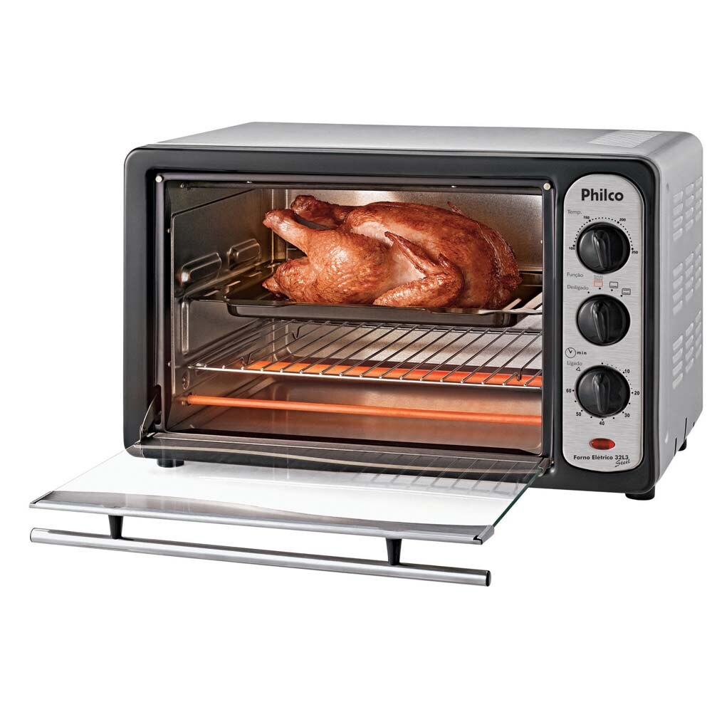 Forno El Trico Philco 32l3 Steel Com Assadeira Antiaderente Grelha Forno El Trico Philco 32l3 Steel Com Assadeira Antiaderente Grelha