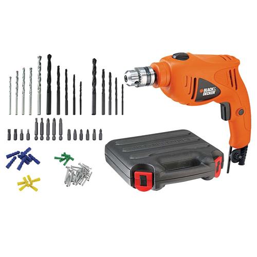 Furadeira de Impacto 3/8" Black&Decker HD400K 50 Acessórios com Maleta 550W - Coral/Preta Menor preço em Furadeira de Impacto 3/8" Black&Decker HD400K 50 Acessórios com Maleta 550W - Coral/Preta