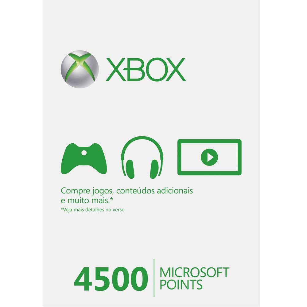 Microsoft Points 4500 Xbox 360 Acess rios Xbox 360 No PontoFrio