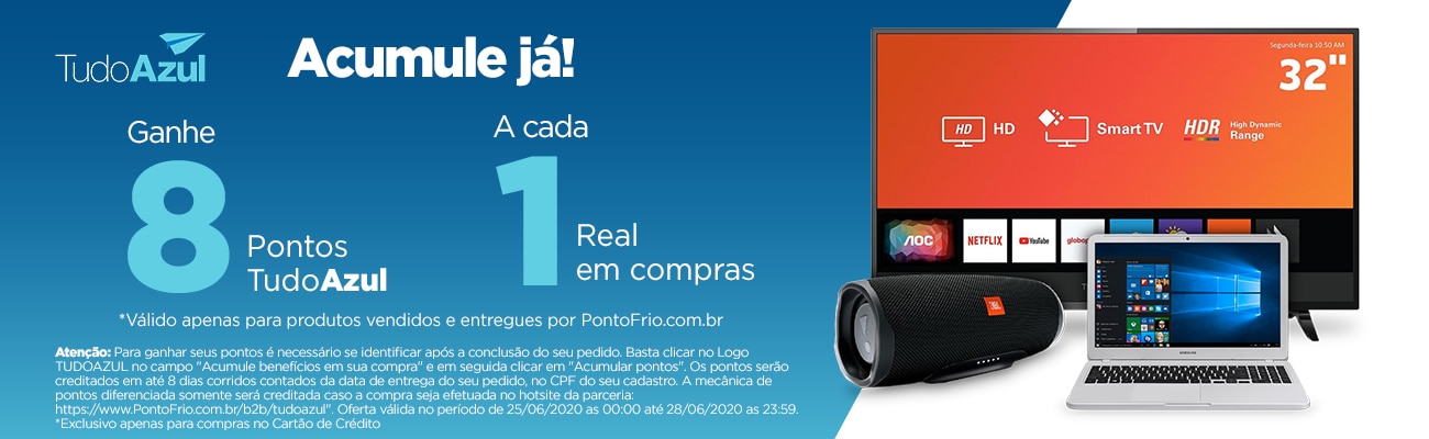 TudoAzul oferece 8 pontos por real gasto no Ponto Frio