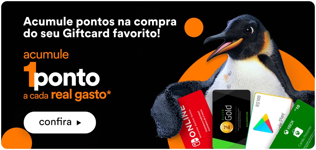Acumule 1 ponto a cada real gasto em GiftCard