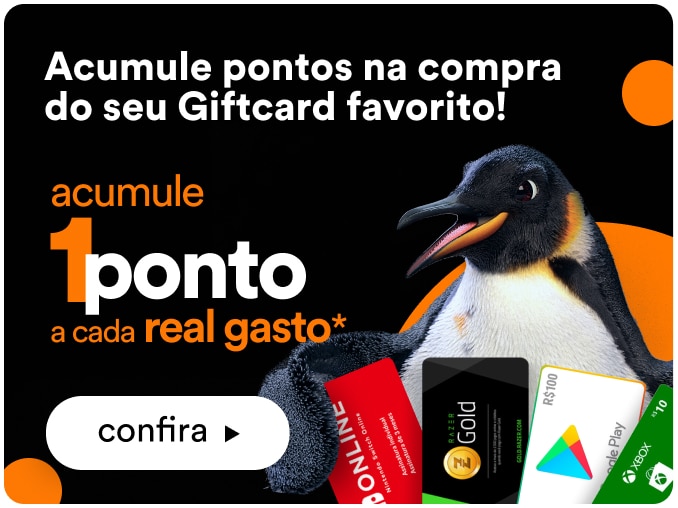 Acumule 1 ponto a cada real gasto em GiftCard