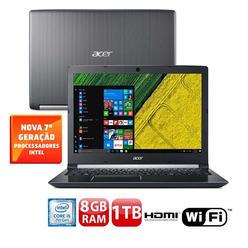 Notebook Acer Core i5-7200U 8GB 1TB Tela 15.6” Windows 10 Aspire A515-51-51UX é boa?