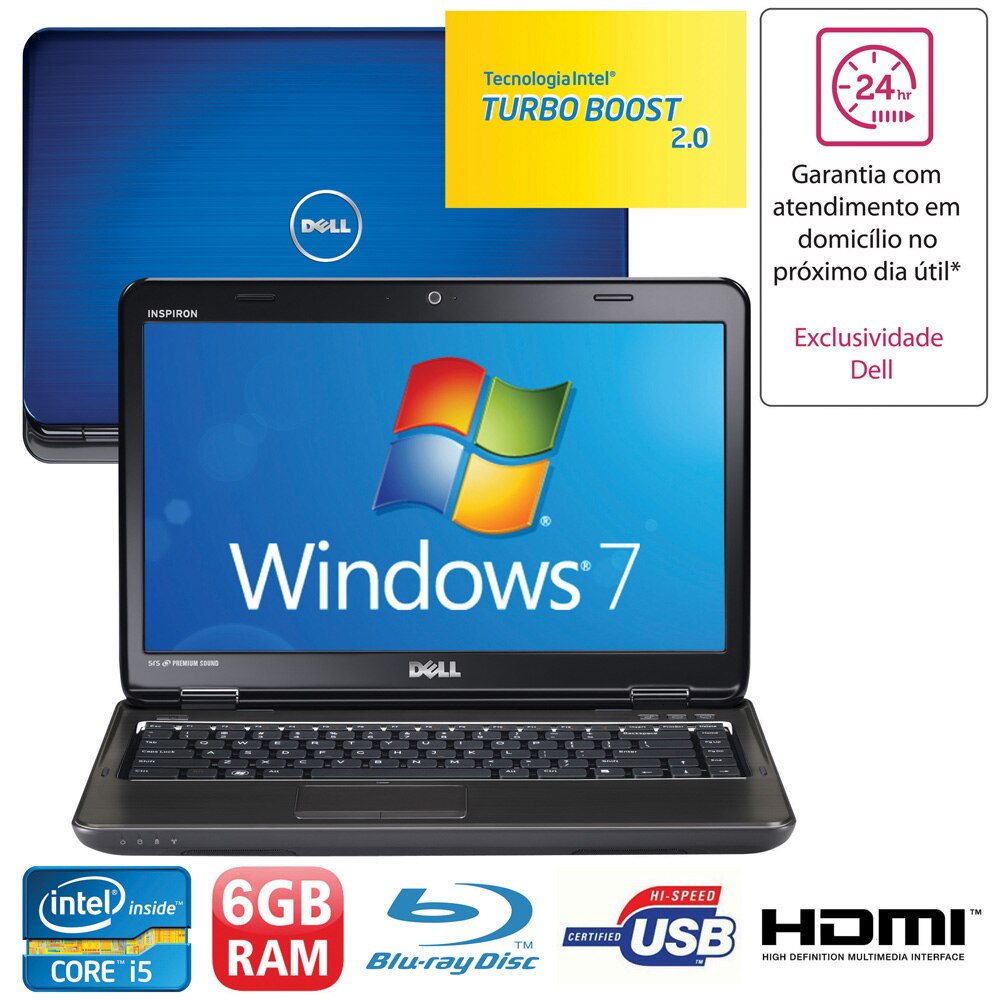 notebook dell inspiron i14r 3350 azul com intel core i5 2450m 6gb