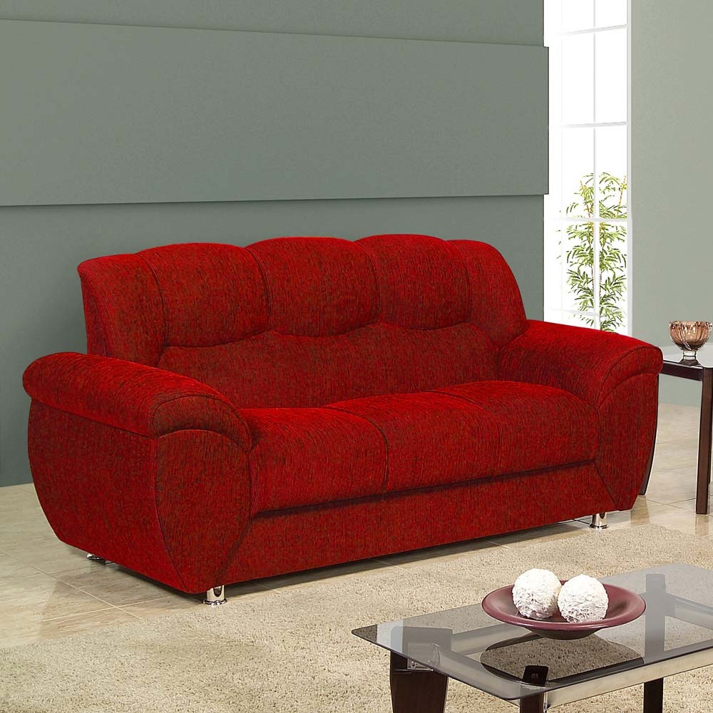 Conjunto Sofá 2 e 3 Lugares Paropas Barcelona Vermelho Sofás no