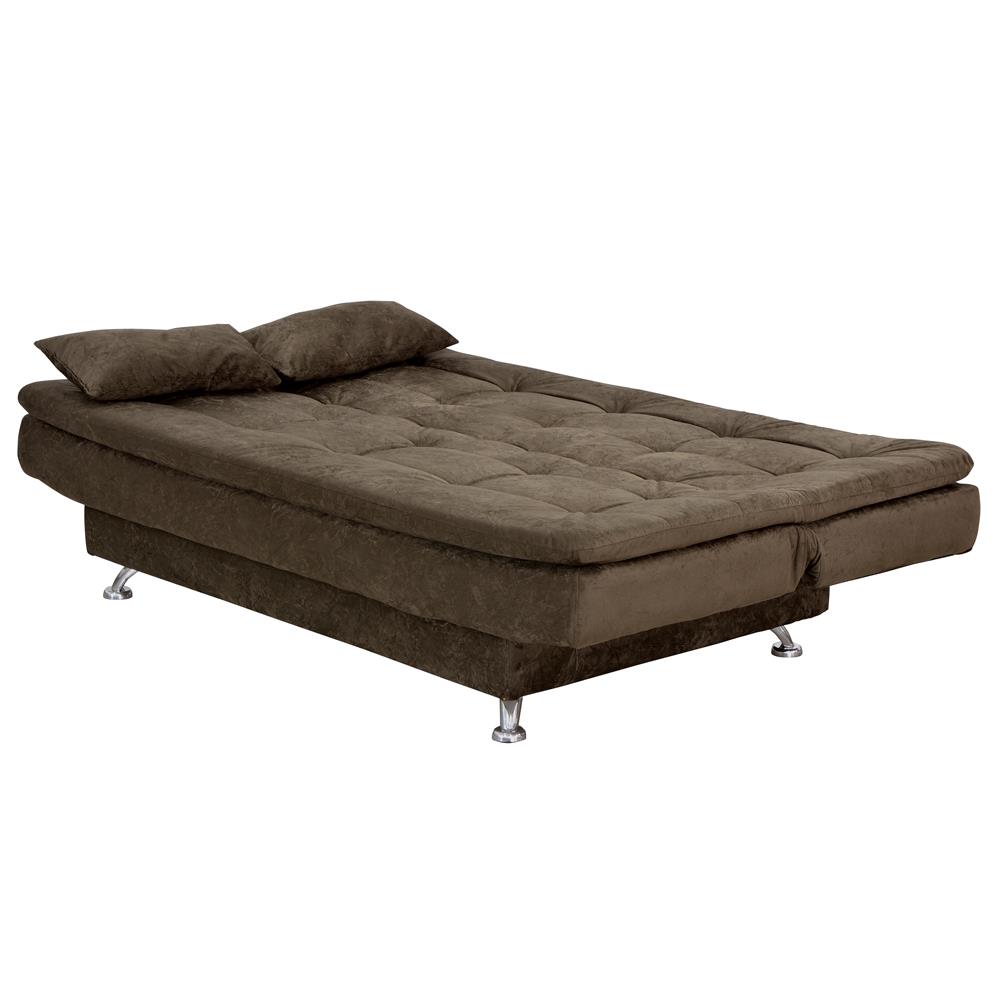 SofáCama Matrix Salomé com Almofadas em Tecido Suede Marrom Sofás