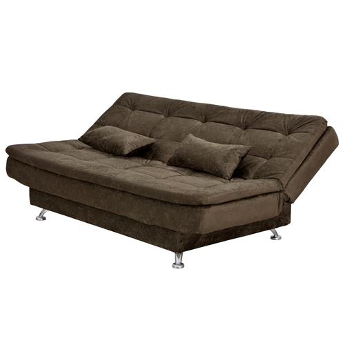SofáCama Matrix Salomé com Almofadas em Tecido Suede Marrom Sofás