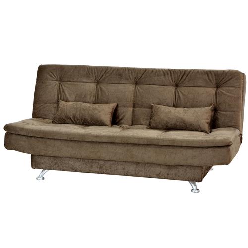 Sofá-Cama Matrix Salomé com Almofadas em Tecido Suede - Marrom Menor preço em Sofá-Cama Matrix Salomé com Almofadas em Tecido Suede - Marrom