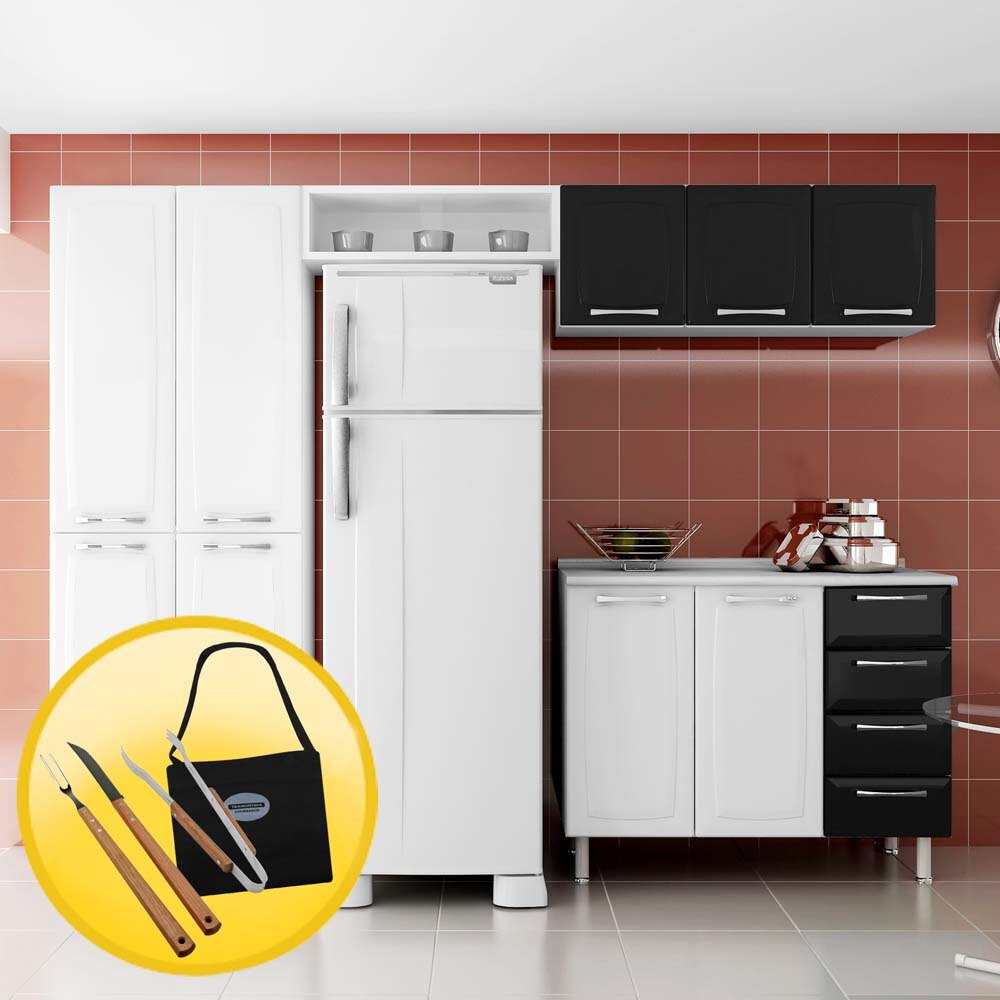 Cozinha Compacta Itatiaia Anita Smart Com 3 Pe As Branco Preto Cozinha Compacta Itatiaia Anita Smart Com 3 Pe As Branco Preto