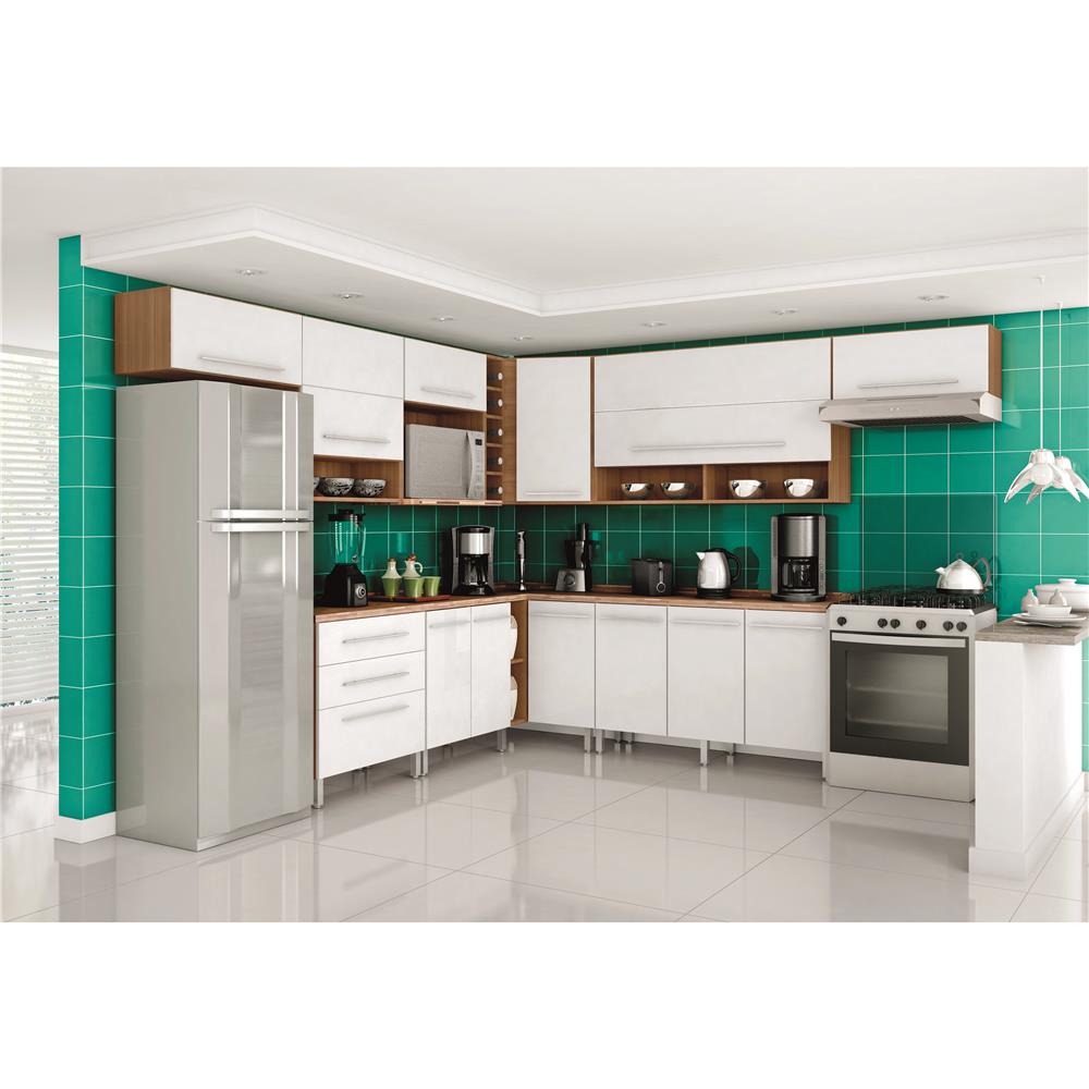 Cozinha Bartira Glamour Com 12 Portas E 3 Gavetas Branca Imbuia Cozinha Bartira Glamour Com 12 Portas E 3 Gavetas Branca Imbuia
