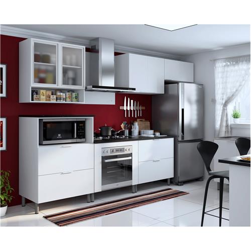 Cozinha Bartira Rubi (ex-Izabel) com 5 Portas e 4 Gavetas - Branca Menor preço em Cozinha Bartira Rubi (ex-Izabel) com 5 Portas e 4 Gavetas - Branca