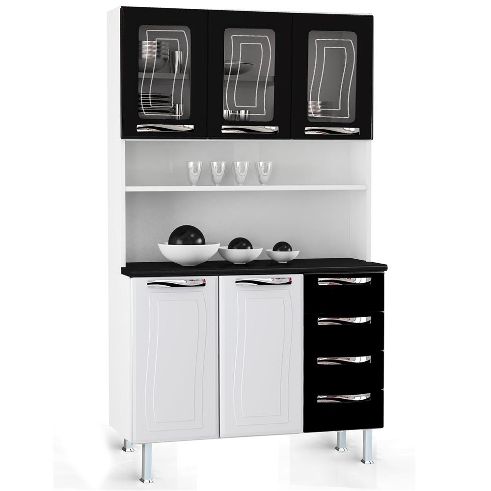 Cristaleira Colormaq Ipanema Com 5 Portas E 4 Gavetas Branca Preta Cristaleira Colormaq Ipanema Com 5 Portas E 4 Gavetas Branca Preta