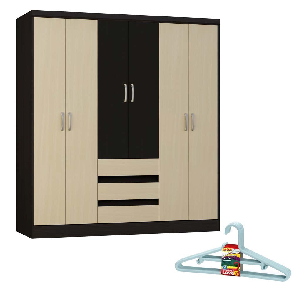 Guarda Roupa Araplac Paris C 06 Portas 18460 Tabaco Maple Guarda Roupa Araplac Paris C 06 Portas 18460 Tabaco Maple