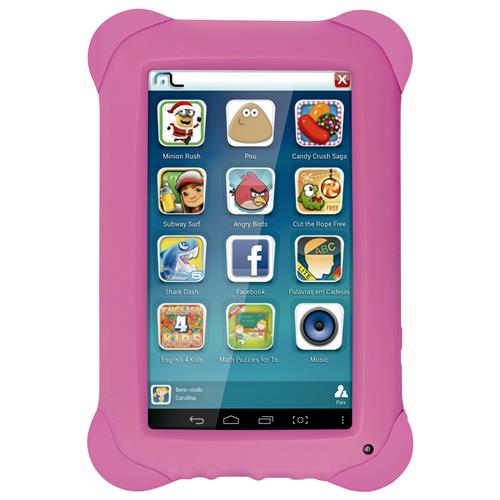 Tablet Multilaser Kid Pad Rosa com Tela Capacitiva 7", Memória 8GB, Dual Câmera, Wi-Fi, Android 4.4 Kit Kat e Processador Quad Core Menor preço em Tablet Multilaser Kid Pad Rosa com Tela Capacitiva 7", Memória 8GB, Dual Câmera, Wi-Fi, Android 4.4 Kit Kat e Processador Quad Core