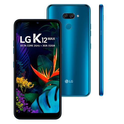 Smartphone LG K12 Max Azul 32GB, Tela 6.26 ´, Câmera Traseira Dupla com Inteligência Artificial, Android 9.0, Processador Octa Core e 3GB RAM Smartphone LG K12 Max Azul 32GB, Tela 6.26 ´, Câmera Traseira Dupla com Inteligência Artificial, Android 9.0, Processador Octa Core e 3GB RAM