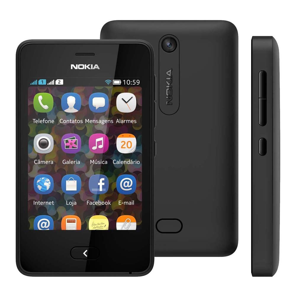 Celular Desbloqueado Nokia Asha 501 Preto com Dual Chip, Câmera 3.2MP
