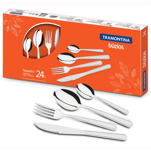 Faqueiro Tramontina Búzios 24 Peças - Inox Menor preço em Faqueiro Tramontina Búzios 24 Peças - Inox